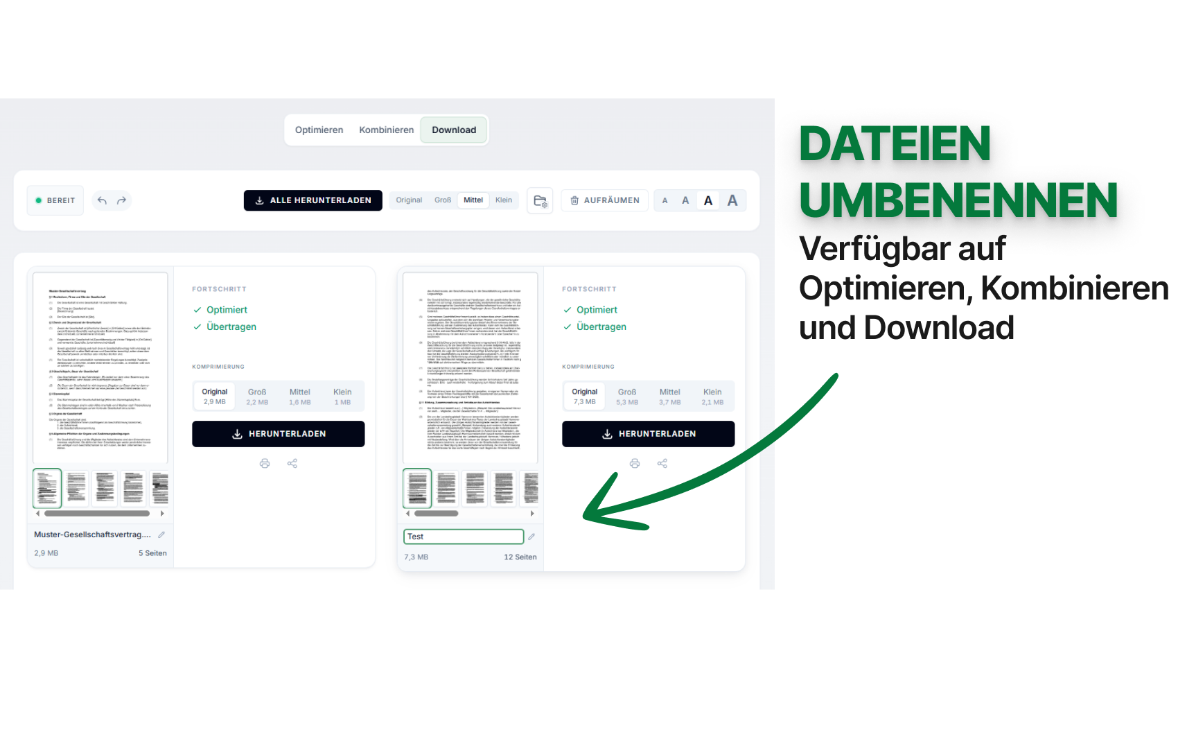 Alle Ergebnisse gemeinsam herunterladen